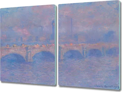 Produktbild von Coloray Schneidebrett Herdabdeckplatte 2x40x52 cm Kochplattenabdeckung Küchenbrett Hackbrett - Monet Waterloo Bridge