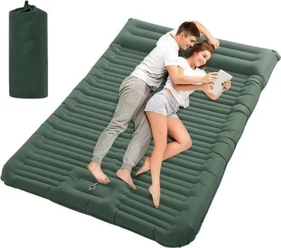 Produktbild von Famanu Schlafmatte für 2 Personen, 194x137cm - Selbstaufblasend mit Fußpumpe und Kissen