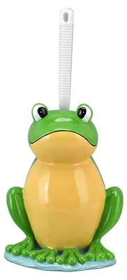 Image de Brosse de toilette en forme de grenouille, brosse de nettoyage créative pour salle de bain avec support, ensemble de brosses de toilette autoportantes