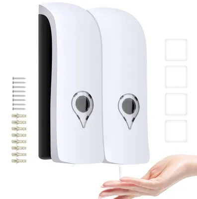 Image de Distributeur mural pour savon pour les mains, capacité de 2 x 300 ml