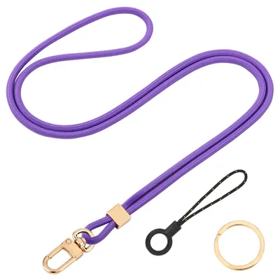 Image de Lanière, 1 pièce, lanière pour fille avec mousqueton métallique pivotant, pour cartes d'identité, clés, téléphone portable (violet)