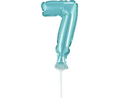 Produktbild von Kuchendeko Mini Folienballon hellblau Zahl 7