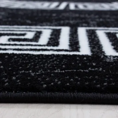 Produktbild von Kurzflor Teppich Pago Läufer, Farbe: Schwarz, Größe:80x300 cm