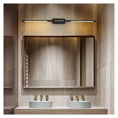 Image de Lampe murale LED minimaliste pour salle de bain en noir et or