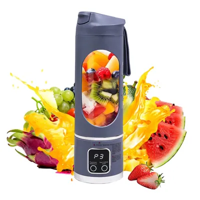 Produktbild von Mini-Smoothie-Mixer tragbar, elektrischer Entsafter 450 ml mit LED-Bildschirm, perfekt für Zuhause, Büro oder unterwegs