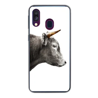 Produktbild von MuchoWow® Handyhülle Schutzhülle Hülle für Samsung Galaxy A40 Schottischer Highlander - Horn - Gold Silikon Softcase Handy Hülle - Handy-Tasche