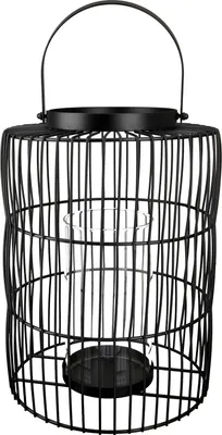 Produktbild von Gilde Windlicht "Stage" schwarz, mit Glaseinsatz H 17 x D 9 cm H: 35 cm Ø 21 cm 69078