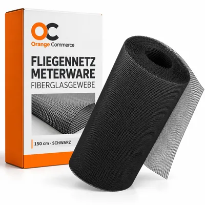 Produktbild von Fliegennetz 1,76€/m² Meterware Fliegengitter Insektenschutz Gitter Fiberglas 1,50 Meter Schwarz