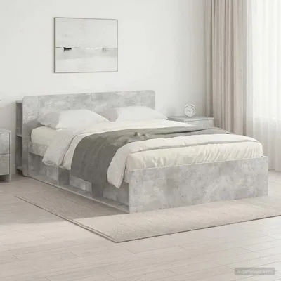 Immagine prodotto di Letto matrimoniale "Exclusive" con contenitore, colore grigio cemento, dimensioni 140 x 200 cm, realizzato in materiale composito di legno
