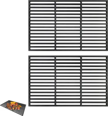 Produktbild von UISEBRT 2x Grillrost Für BBQ Gussrost Grillgitter Gusseisen Emailliert Grillroste Gitter Markengrillrost 42 X 28 cm