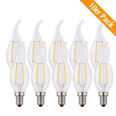 Produktbild von LED Birne Glühlampe Leuchtmittel C35 Lampe E27 Warmweiß 2700 K 2 W klar 10er Set