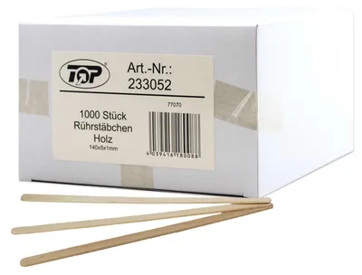 Produktbild von Rührstäbchen Holz 140mm lang, 1000Stk