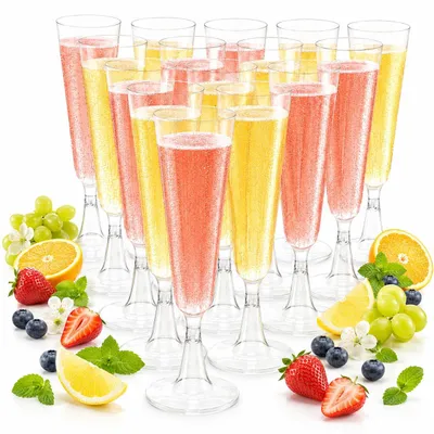 30 Kunststoff-Champagnergläser, 150 ml, transparent, für Feste