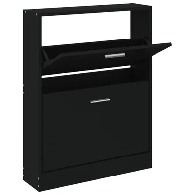 Zdjęcie produktu dla vidaXL Szafka na buty czarna 59x17x81 cm Materiał drewnopochodny