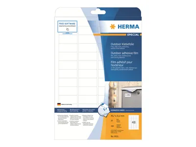 Obrázek produktu pro HERMA 9531, Bílá, Samolepicí štítek, A4, Polyolefin, Laser, Permanentní
