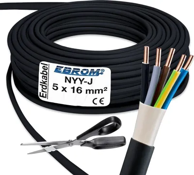 Produktbild von (17,90€/m) 100 Meter NYY-J 5x16 mm² - Erdkabel Starkstromkabel - Profiqualität -
