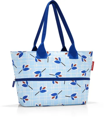 Produktbild von reisenthel shopper e1, Einkaufstasche, Shopper, Tragetasche, Tasche, Polyestergewebe, Leaves Blue, 12 L/18 L, RJ4064