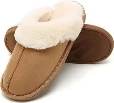 Produktbild von ASKSA Damen Herren Hausschuhe Faux Lammfell Flauschige Pantoffeln Plüsch Winter Warme Slipper Gefüttert Schlappen, Khaki, Größe: 40-41(9-10)