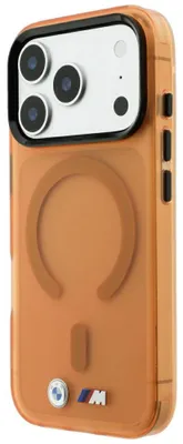 Produktbild von Handyhülle für iPhone 18 Pro / 17 Pro, BMW M IML Frosted Metal Logo Trims MagSafe, Orange-Transparent