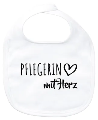 Produktbild von Huuraa Baby Lätzchen Pflegerin mit Herz White Klettverschluss  Baumwolle Latz Geschenkidee