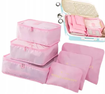 Produktbild von Koffer-Organizer-Set 6 teilig Rosa Reise-Taschen