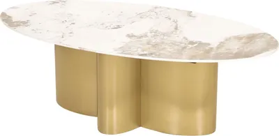 Obrázek produktu pro FURNLUX Konferenční stolek Modig Marble White And Gold 130 cm / Hlavní barva: bílá / Rozměry: 130 x 42 x 70 cm
