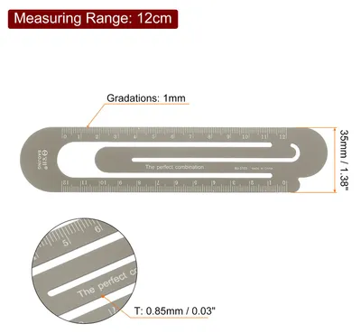 Produktbild von 2 Stš¹ck Lineal 12 cm metrisch Lesezeichen Clip Lineal Metall Aluminiumlegierung Skala auf beiden Seiten Messskala Werkzeug zum Messen, Studieren, Lesen, Klassenzimmer, Bš¹ro, Braun