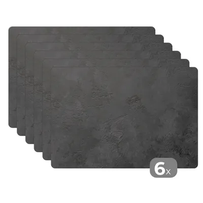 Obrázok produktu pre MuchoWow® Podložky Sada 6 podložiek Umývateľné podložky 30x45x0.3cm Betón - Textúrovaný - Industriálny - Čierny - Sivý Podložka pod stôl Nekĺzavá a