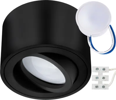 Zdjęcie produktu dla Oprawa Natynkowa HALOGENOWA Tuba Spot Ruchoma Okrągła Czarna 50mm + Wkład LED 7W 3000K  AMAT-S LUMILED