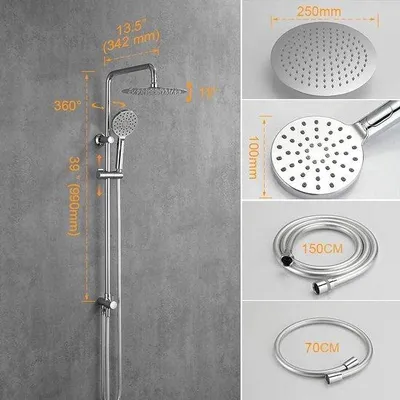 Immagine prodotto di Sistema doccia per bagno con soffione fisso e doccetta - Braccio regolabile - Cromo-argento