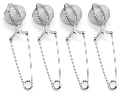 4er-Set Teesieb aus Edelstahl, kugelförmig, für losen Tee
