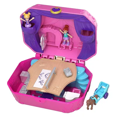 Produktbild von Polly Pocket Pocket World Ballettbühne Schatulle, Mehrfarbig, Polly Stick™-Technologie, 2 Puppen, fördert Feinmotorik und Kreativität, ideal für unterwegs.