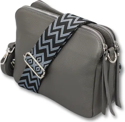 Produktbild von Adel Bags Schultertasche Leder, Umhängetasche für Damen, Dunkelgrau