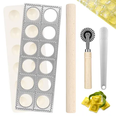 Productafbeelding van Omgoods - Aluminium Ravioli Maker met 12 Gaten en Accessoires