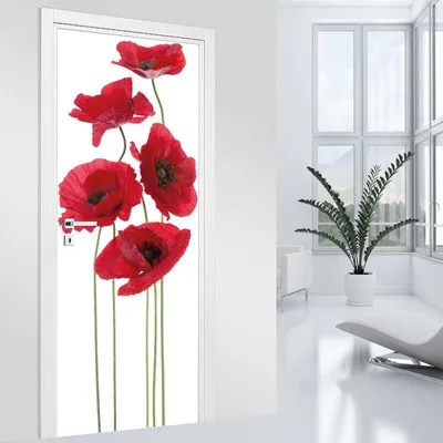 Produktbild von Türaufkleber – Lumaléa – Mohnblumen – MAT-Kleber – Breite 63 x H?he 205 cm