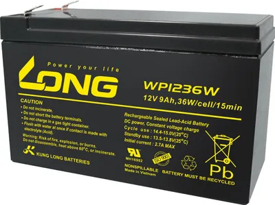 Produktbild von KUNG LONG Blei-Akkumulator WP1236W, 12 V- / 9 Ah