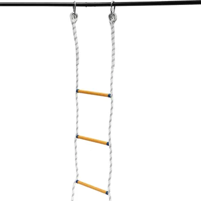 Obrázok produktu pre Núdzový požiarny rebrík – lanový rebrík – záchranný rebrík 6 m – nosnosť 200 kg – šírka 28 cm – odolný proti opotrebeniu – s háčikmi na okná a balkóny – biely