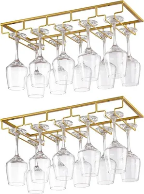 Produktbild von Famanu Weinglashalter - Elegantes Design - Set von 2 - Metall - Organizer für 6-9 Gläser - Schwarz