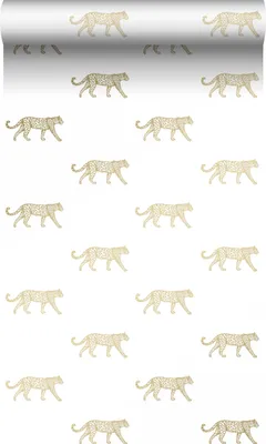 Immagine prodotto di Origin Wallcoverings carta da parati pantere bianco e oro 53 cm x 10.05 m