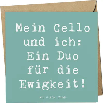 Produktbild von Mr. & Mrs. Panda Klappkarte Spruch Cello Duo - Meeresbrise - Geschenk, Instrument, faltkarte, anlasskarte, Cellist, Orchester, doppelkarte, Grußkarte, Lernen, Musik