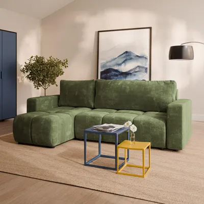 Produktbild von Masseno Ecksofa RAMIL mit Schlaffunktion L-Form, Sofa mit Bettkasten, Wohnzimmersofa, Couch, Soffa, Bettsofa, Couchgarnitur- Grün, LUMO 20