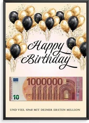 Produktbild von Geldgeschenk Geburtstag Lustiges Geburtstagsgeschenk Mann Frau - Deine erste Million – DIN A4 + Rahmen schwarz