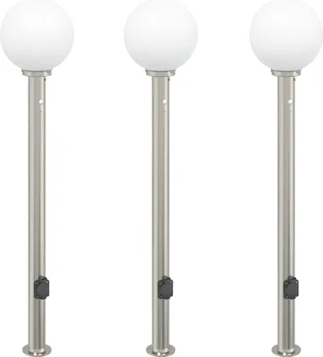 Obrázek produktu pro Světelné sloupky se senzorem/zásuvkou 3 ks 120 cm nerezová ocel IP44