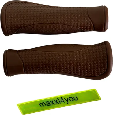 Image de Offre Set / Poignées de guidon M-Wave « Cloud Base 2 » TPR antidérapantes marron foncé avec bande réfléchissante maxxi4you