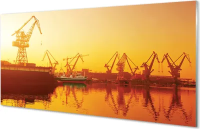 Produktbild von Glasbilder 140x70 Wandkunst Danziger Werft Sonnenaufgang
