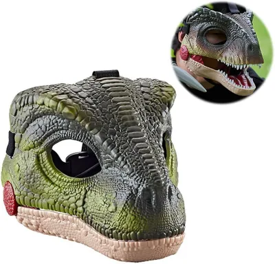 Immagine prodotto di Maschere di dinosauro con mascella mobile, maschere di dinosauro realistiche, taglia unica, ideali per Halloween