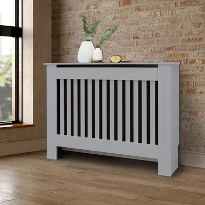 Produktbild von ML-Design Heizkörperverkleidung Landhausstil 112x19x82 cm, Grau, aus MDF lackiert für Schlafzimmer Wohnzimmer
