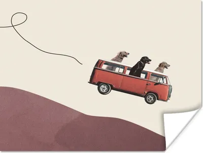 Produktbild von MuchoWow® Poster Hund - Retro - Bus 40x30 cm - Plakate für die Wände - Poster Wohnzimmer