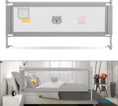 Produktbild von Aopunly 200cm Bettgitter Bettschutzgitter Kinderbettgitter Höhenverstellbar Babybettgitter Rausfallschutz Für Babys Und Kinder Familienbett und Kinderbett