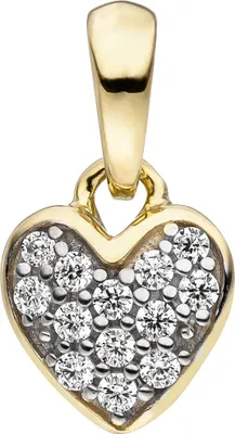 Produktbild von Anhänger Herz Herzchen mit weißen Zirkonia 375 Gold Gelbgold Kinderanhänger